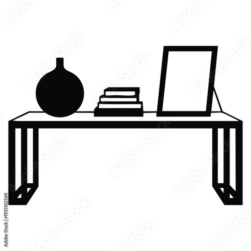 Books and home decor icons on modern table shelf graphic suitable for interior decoration furniture and lifestyle theme design