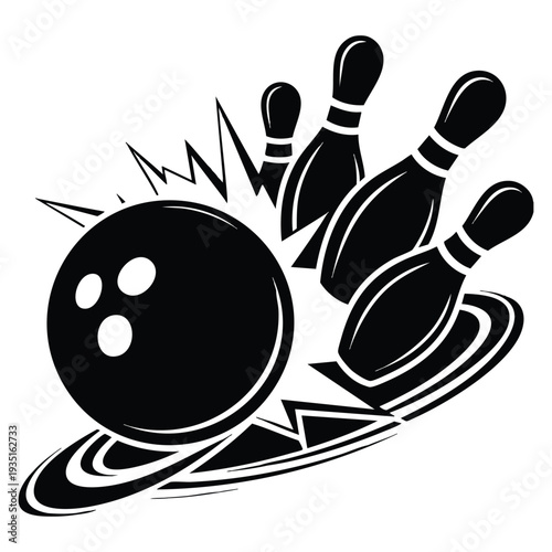 Bowling ball and pins silhouette clipart in strike bowling concept suitable for sport branding event flyers league promotions and recreational graphics