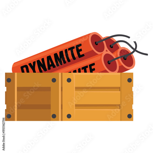 Box with dynamite vector illustration isolated design element suitable for explosive danger warning mining cartoon comic and action themed artwork