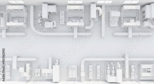 Abstract Futuristic Industrial Factory Production Line.