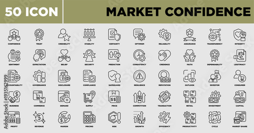 Market Confidence Icon Sheet Line Black