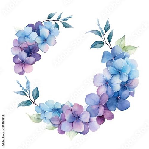 Hydrangea wreath frame pattern flower purple.