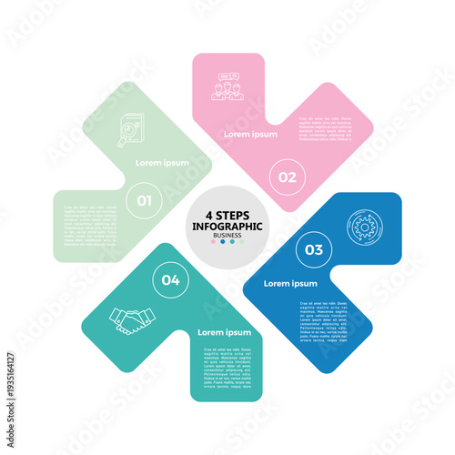 Four section infographic diagram modern for presentation busines. vector editable