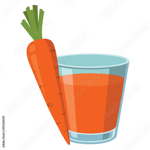 Carrot juice glass cartoon vector icon for web design isolated on white background fresh drink illustration