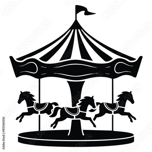 Carousel theme park amusement logo template design in vector illustration style suitable for amusement park branding family entertainment and carnival themes