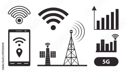Modern 5G network icons for business and technology use