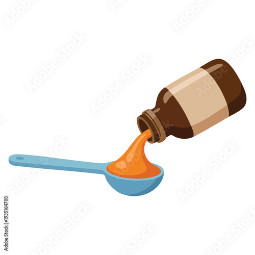 Cartoon cough syrup mixture vector icon isolated on white background for web design perfect for medical pharmacy treatment and cold remedy illustration