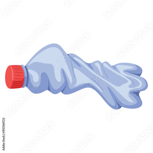 Cartoon crumpled plastic bottle icon isolated on white background trash and garbage symbol vector illustration suitable for eco recycling design