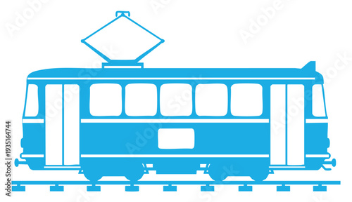 Vector art of modern train on the railway isolated on white background.
