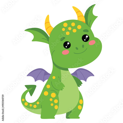 Cartoon cute dragon vector illustration suitable for children fantasy theme mascot sticker print storybook and magical design projects