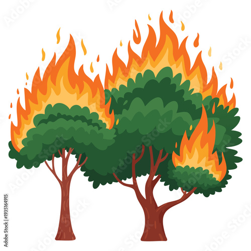 Cartoon design forest fire vector illustration ideal for wildfire awareness environmental protection disaster and safety themed artwork