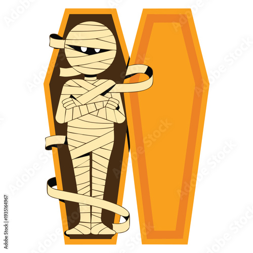 Cartoon Egypt mummy vector icon isolated on white background for web design perfect for halloween horror ancient egypt theme and spooky character projects