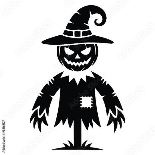 Cartoon halloween scarecrow vector illustration suitable for festive autumn theme sticker print decor and seasonal spooky character designs