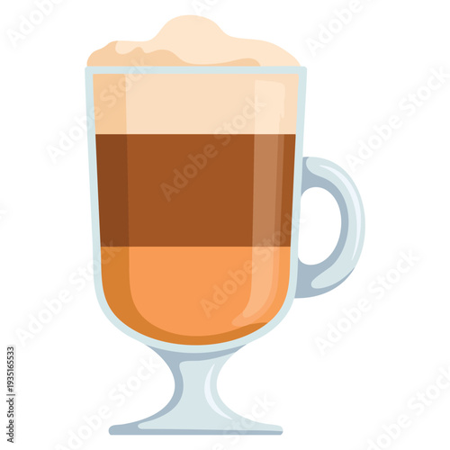 Cartoon latte caffeine icon isolated on white background for web design, ideal for coffee shop branding, hot drink menu and energy beverage themes