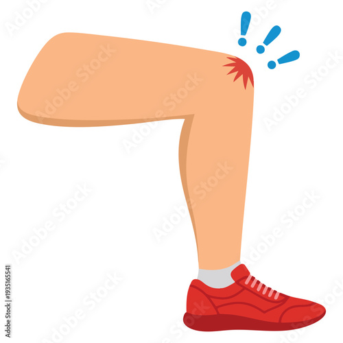 Cartoon knee injury icon vector illustration ideal for medical clinic rehabilitation therapy health care and orthopedic concept designs