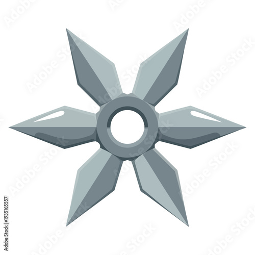 Cartoon metal shuriken icon vector illustration isolated on white background ideal for ninja weapon concept martial arts design or action themed graphics