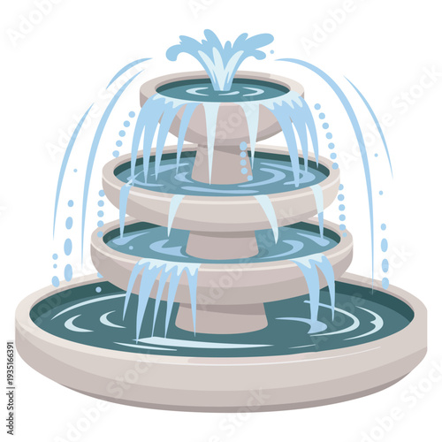 Cartoon style fountain icon isolated on white background, park symbol stock vector illustration perfect for urban environment graphics and outdoor decoration themes