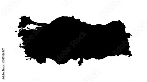 Turkey Map Silhouette - Black Outline of the Turkish Republic on White. Geographic Shape for Data Visualization, Education, and Design.