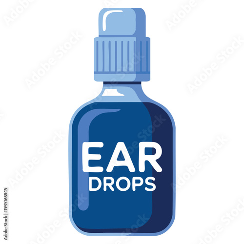 Cartoon vector ear drops icon featuring care treatment and appliance dropper liquid, perfect for healthcare product, clinic and wellness design visuals