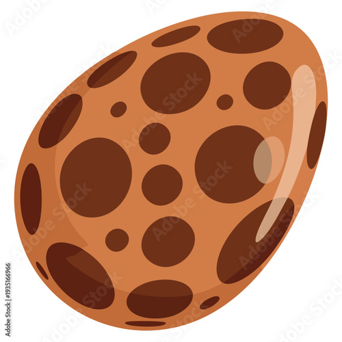 Cartoon vector dotted chocolate egg icon featuring Easter candy and golden caramel concept, ideal for spring holiday, dessert and confectionery visuals