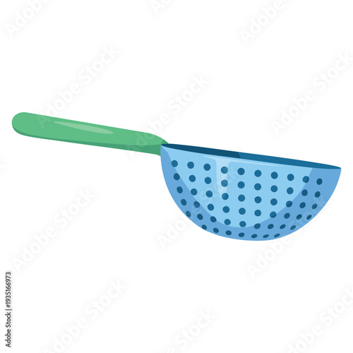 Cartoon vector kitchen colander icon featuring pasta sieve and strainer cooking concept, perfect for chef tools, cookware and recipe design visuals