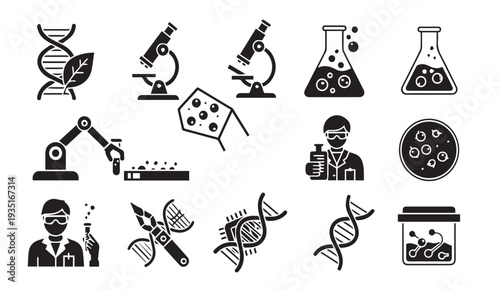 Biotechnology and science icons for research and innovation projects