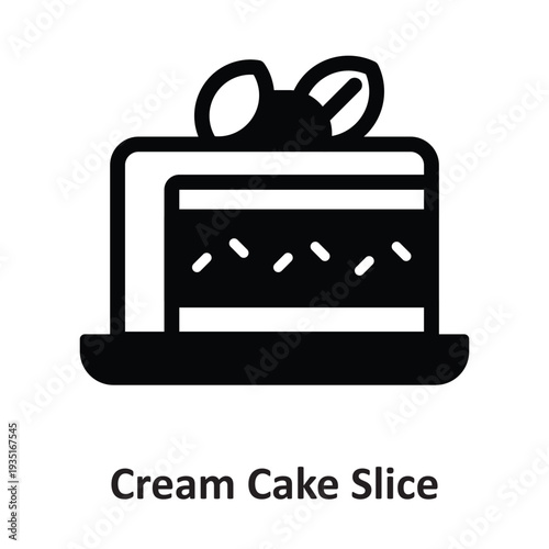 Cream Cake Slice Vector Icon which can easily modify or edit