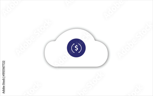 Finance concept. Cloud Money . Cloud computing finance icon with dollar currency exchange symbol. Flat illustrator vector file. High quality image