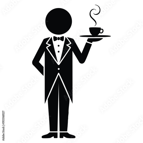 Character icon of elegant waiter isolated design element perfect for restaurant hospitality catering dining and service themed artwork