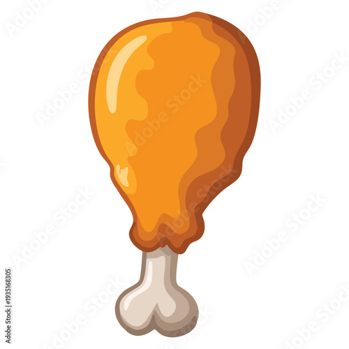 Chicken drumstick golden fried illustration with crispy texture delicious fast food concept and savory meal design element