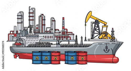 Oil Tanker Ship with Containers.