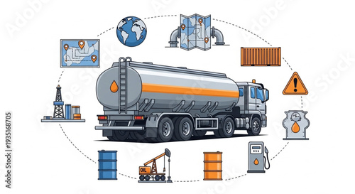 Oil Tanker Truck Transportation Logistics.