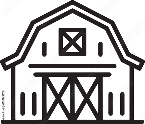 Simple house icon with crossbars and fence design isolated on transparent background