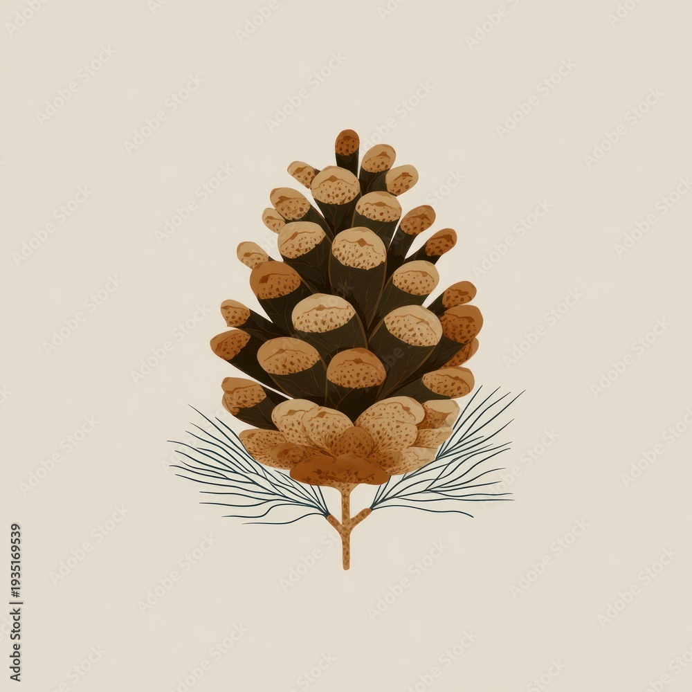 Fototapeta premium Detailed pine cone illustration