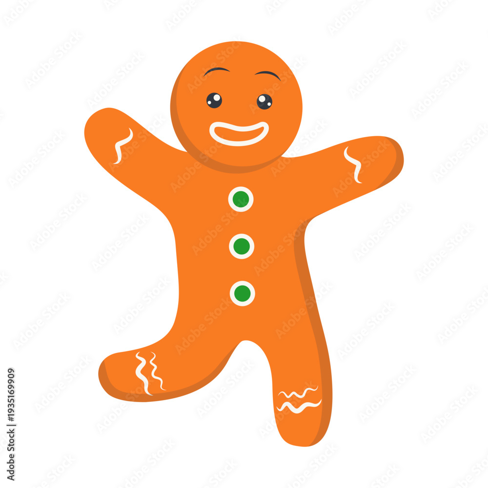 Obraz premium Christmas Gingerbread Man Character. Isolated on White Background. Vector Cartoon Illustration.
