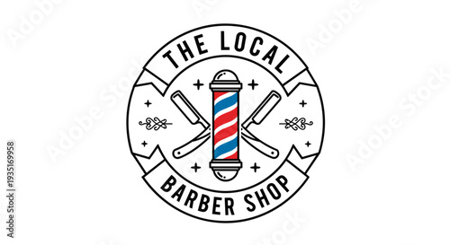 Barber Shop Logo with Straight Razors.