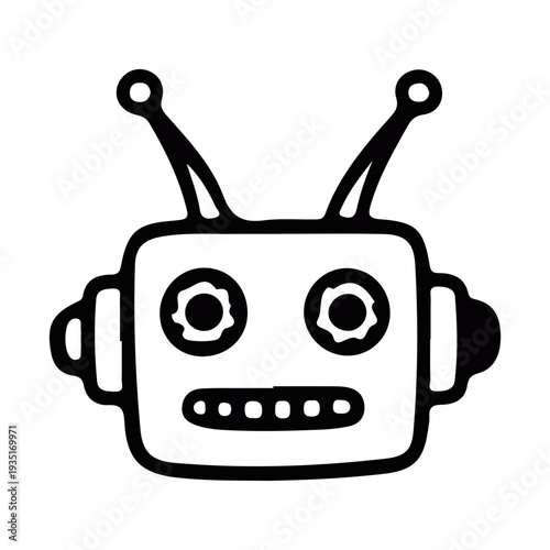 Doodle Robot Head Icon