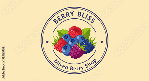 Berry Bliss Mixed Berry Shop Logo Design.