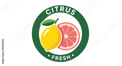 Citrus Fruits Logo with Lemon Grapefruit.