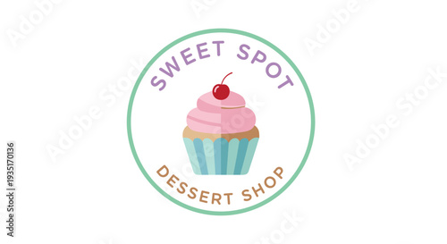Colorful Cupcake Logo with Cherry Topping.