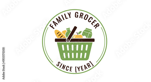 Family Grocer Logo with Shopping Basket.