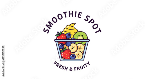 Fruit Smoothie Cartoon Illustration in Cup.