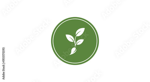 Green Circle with White Sprouting Seedling.