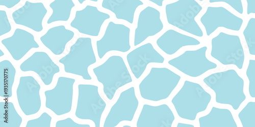 Abstract light blue background with irregular white lines forming a giraffe-like or cracked pattern.
