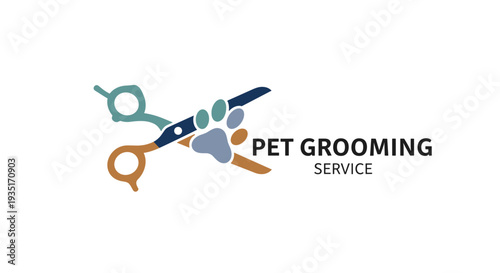Pet Grooming Service Logo Design Elements.