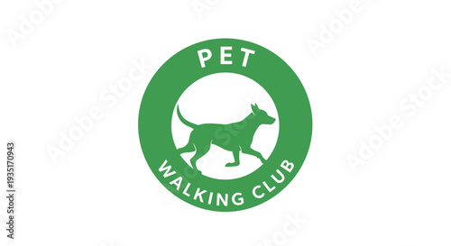 Pet Walking Club Green Logo Emblem.