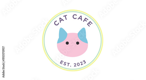 Pink Cartoon Cat Face Logo Design 1.
