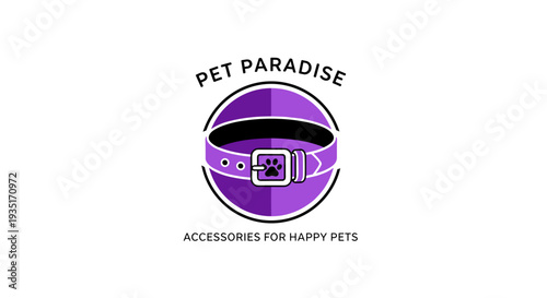 Purple Dog Collar Logo Design Element.