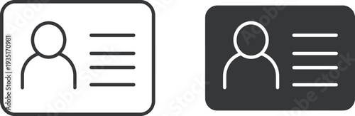 Simple Icon of Identification Card with Person Silhouette and Lines Keywords: id card, identification, card, icon, silhouette