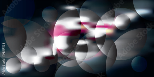 Abstract background with overlapping translucent circles and horizontal light streaks creating a modern bokeh effect.